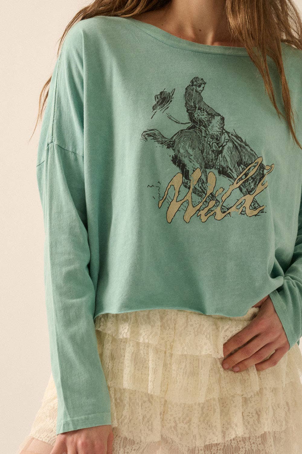 Wild Cowboy Cropped Long-Sleeve