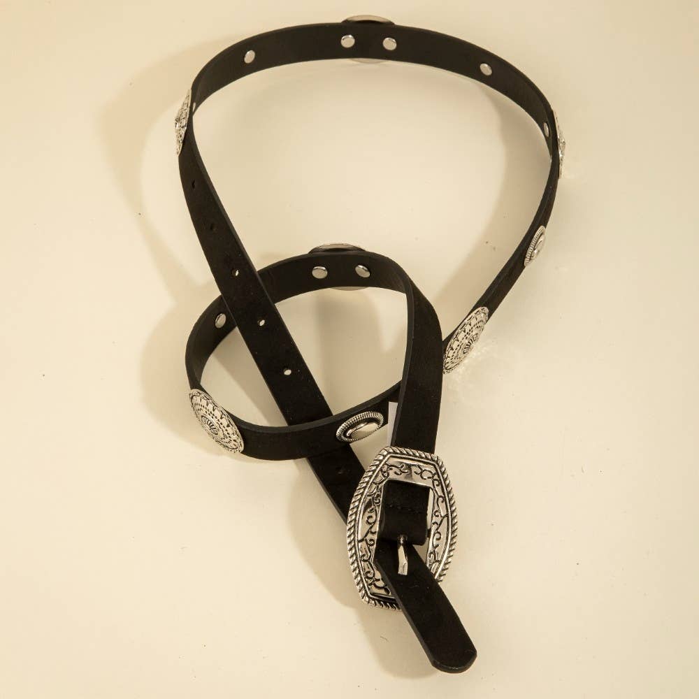 Concho Accent Suede Western Leather Belt