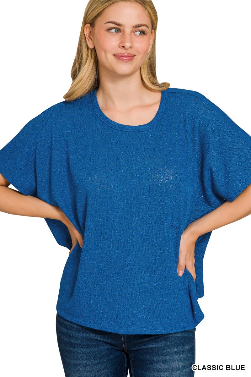 Oversized knit top with pocket
