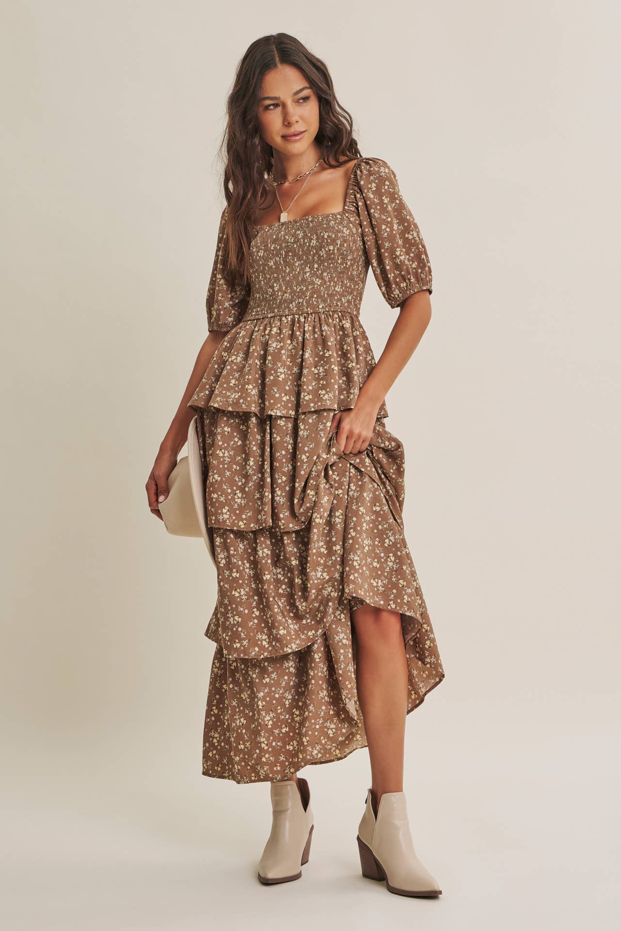 AUTUMN BLOOM TIERED MAXI DRESS