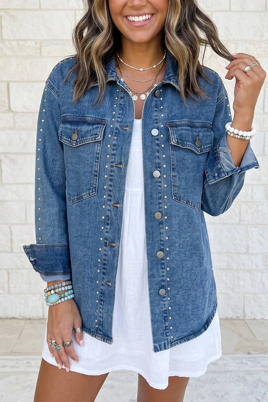 1 the Woman - Western Style Regular Fit Long Sleeve Denim Jacket: Sail Blue / M