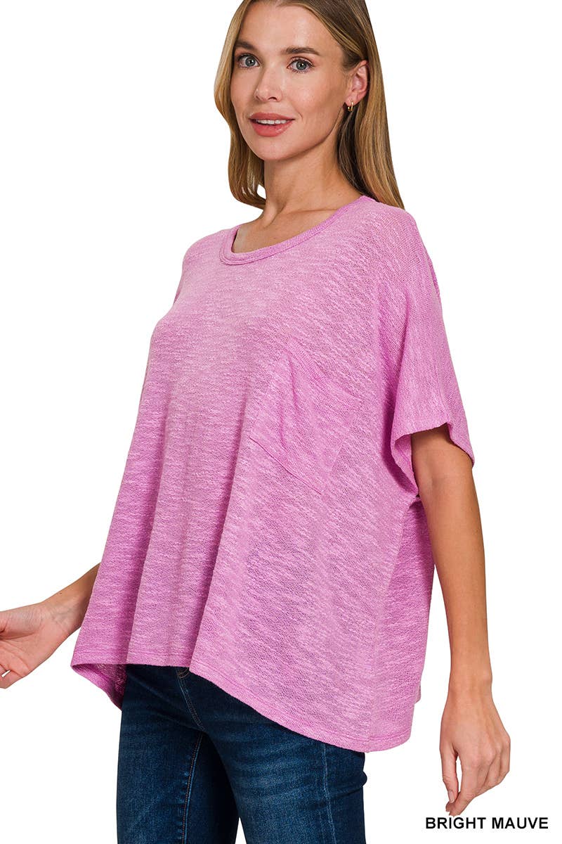 Oversized knit top with pocket