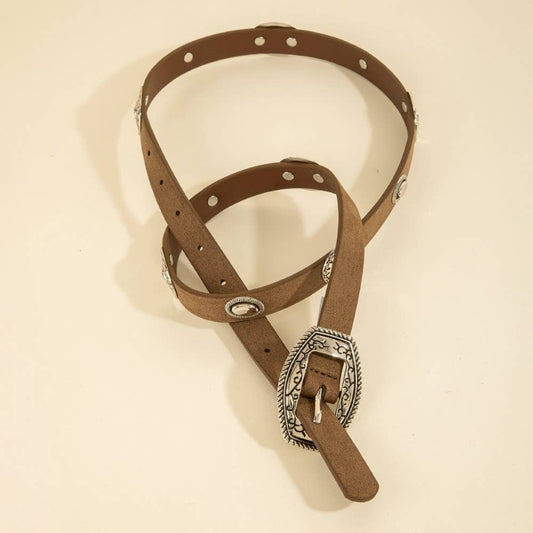 Concho Accent Suede Western Leather Belt