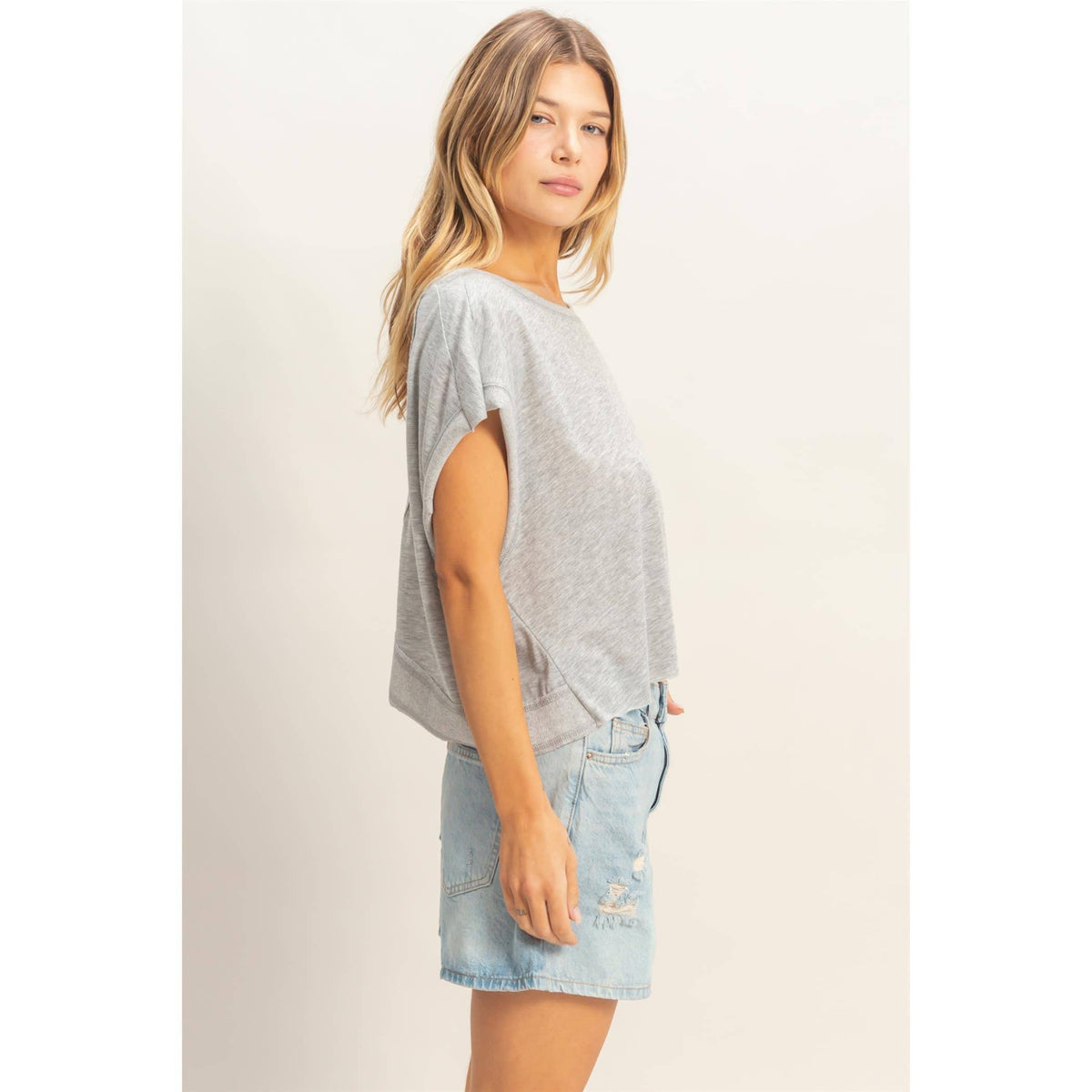Boxy Crew Neck Top BLACK