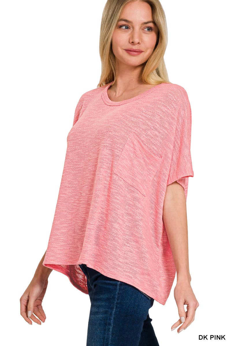 Oversized knit top with pocket