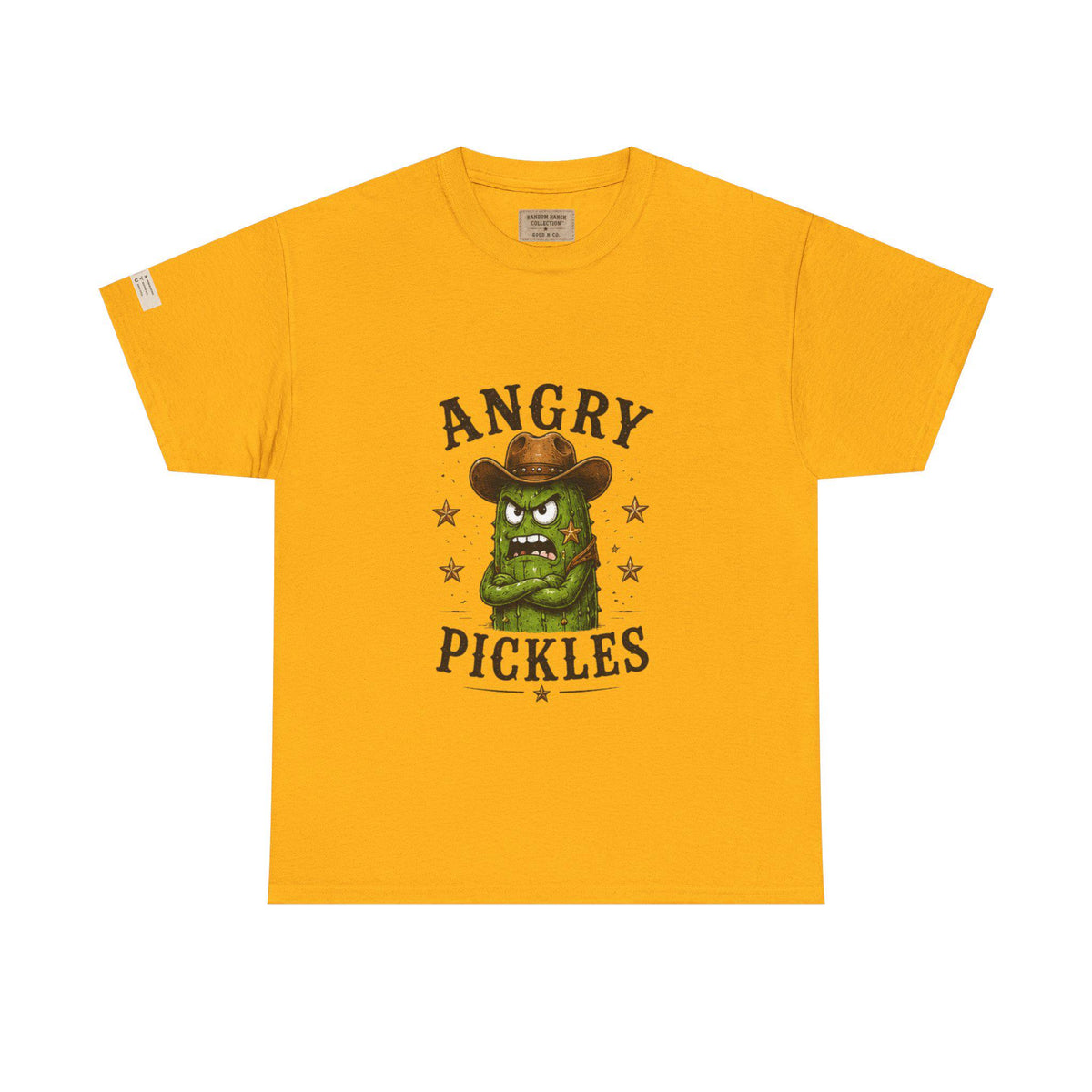 Angry Pickles Tee | Cartoon Pickle Cowboy Tee, Funny Veggie Graphic Shirt
