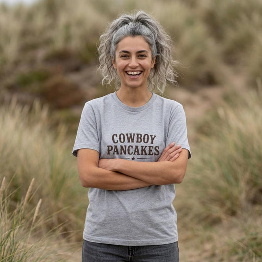 Cowboy Pancakes T-Shirt | Western Typography, Retro Star