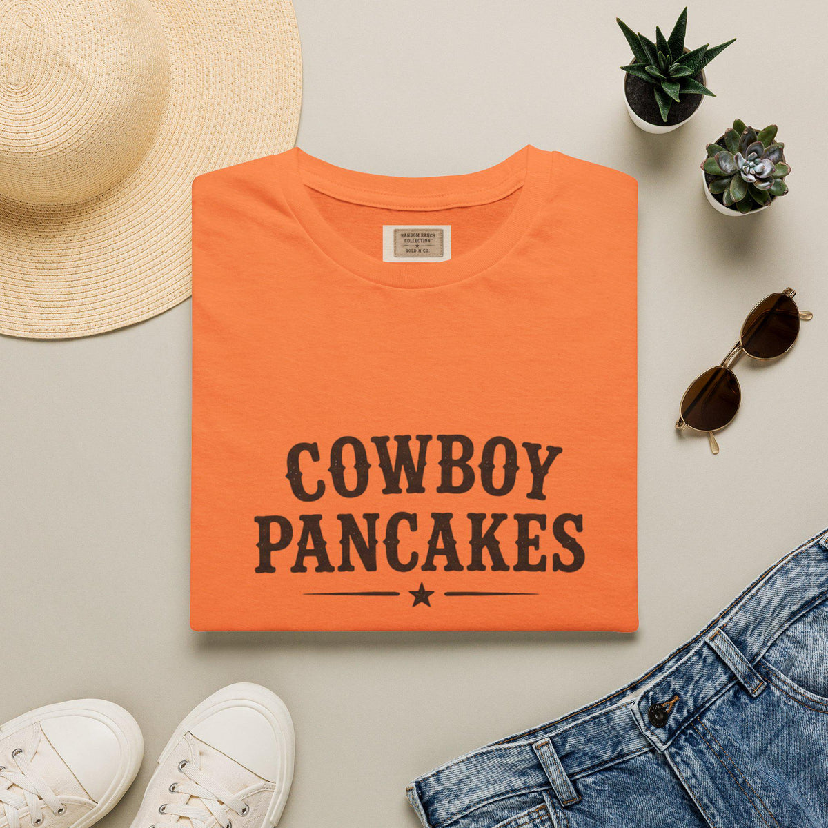 Cowboy Pancakes T-Shirt | Western Typography, Retro Star