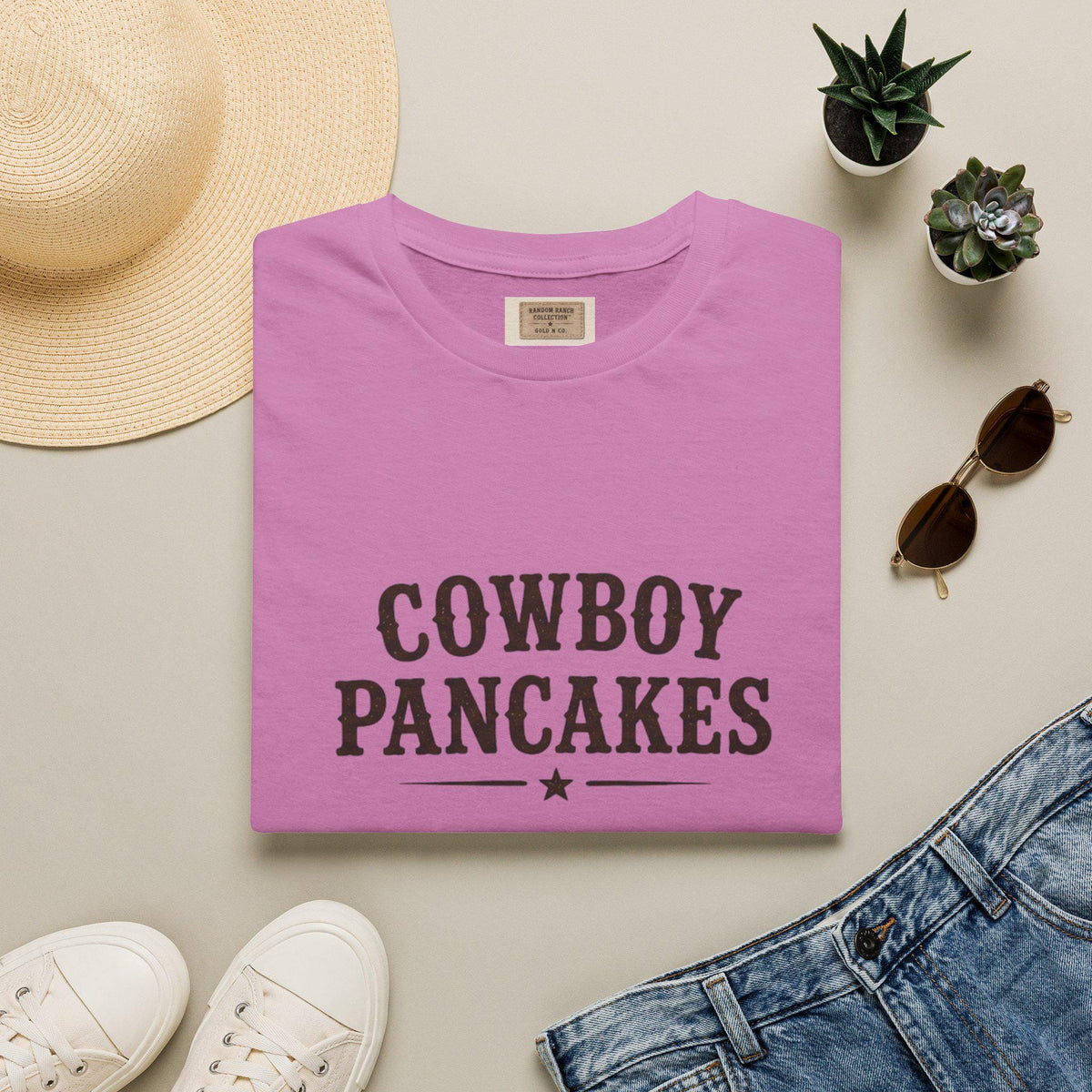 Cowboy Pancakes T-Shirt | Western Typography, Retro Star