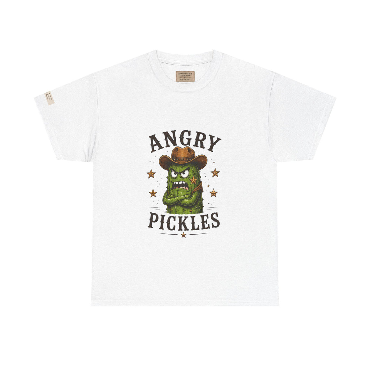 Angry Pickles Tee | Cartoon Pickle Cowboy Tee, Funny Veggie Graphic Shirt