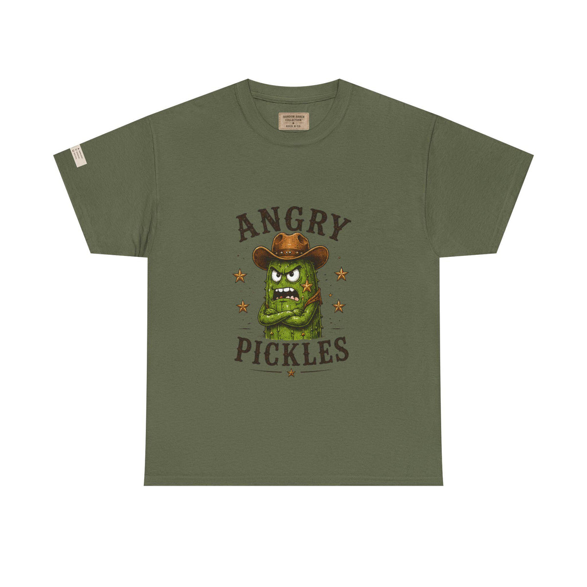 Angry Pickles Tee | Cartoon Pickle Cowboy Tee, Funny Veggie Graphic Shirt