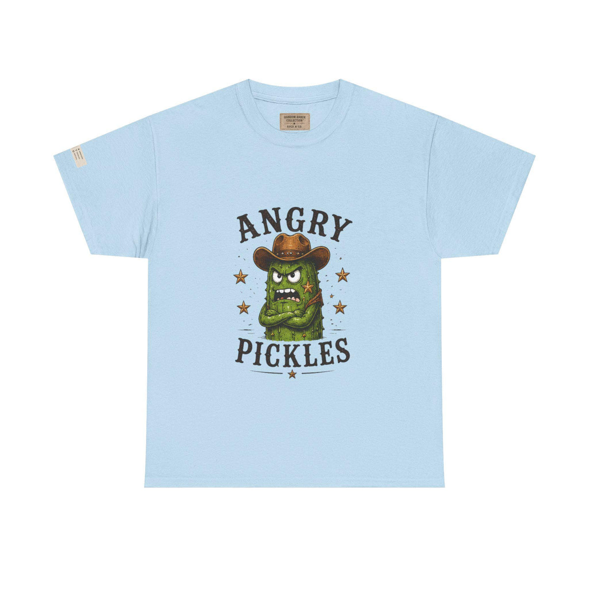 Angry Pickles Tee | Cartoon Pickle Cowboy Tee, Funny Veggie Graphic Shirt