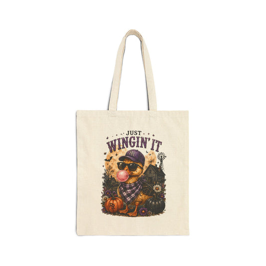 Just Winging It Cotton Canvas Tote Bag